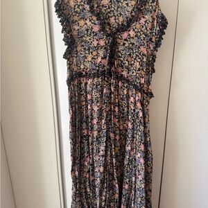 Free People Floral Sleeveless Dress with Lace Trim